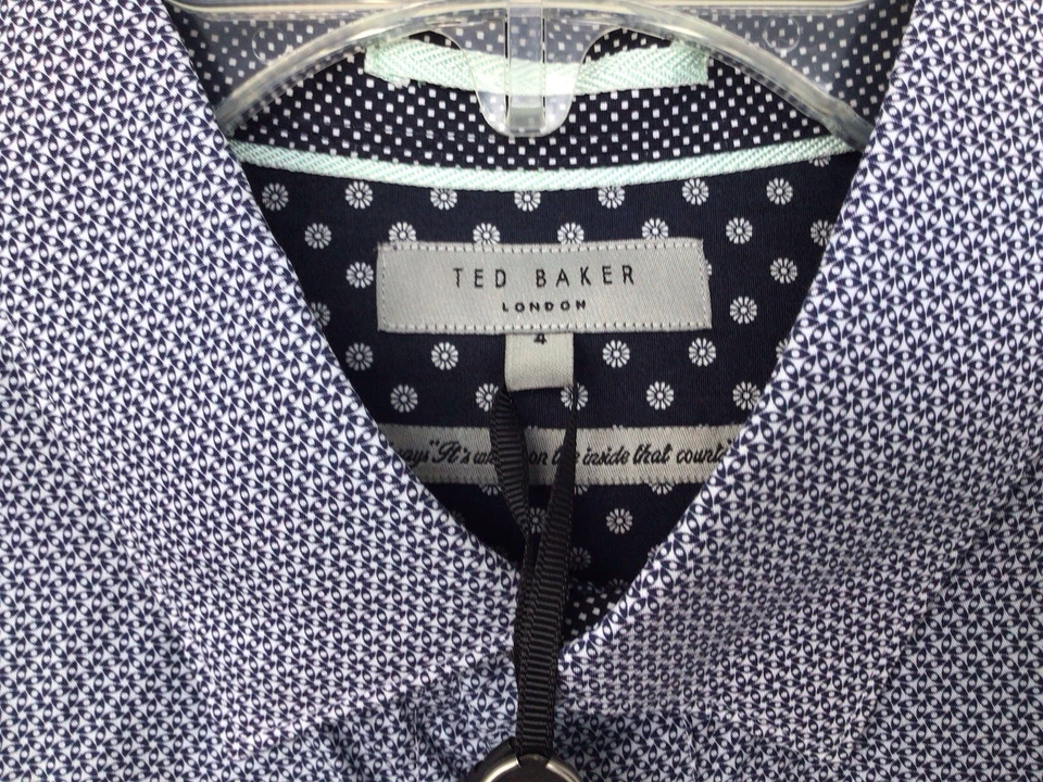 Blusa Ted Baker London NUEVA CON ETIQUETAS’s Mujer’s LS Geométrica Azul Marino Floral Algodón Talla. 4. Foto 4 de 4