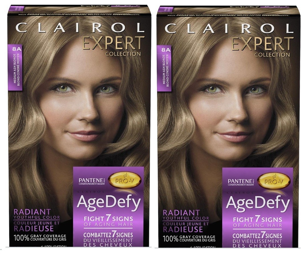 (Pack2) Clairol Age Defy Permanent Hair Dye, 8A Medium Ash B