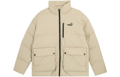 PUMA Logo Print Large Pocket Stand Collar Down Jacket