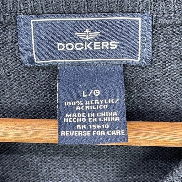 Dockers 毛衣背心男式 Argyle Preppy Academia 职业冬季 V 领 L 码蓝色 — 第 4/4 张图片