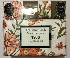 100% Cotton Touch At American Linen 6pcs king sheet set, 1900TC, 16"