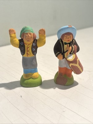 Lot of 2 Vintage Terracotta M. CHAVE AUBAGNE French Santon 3'' Figurines
