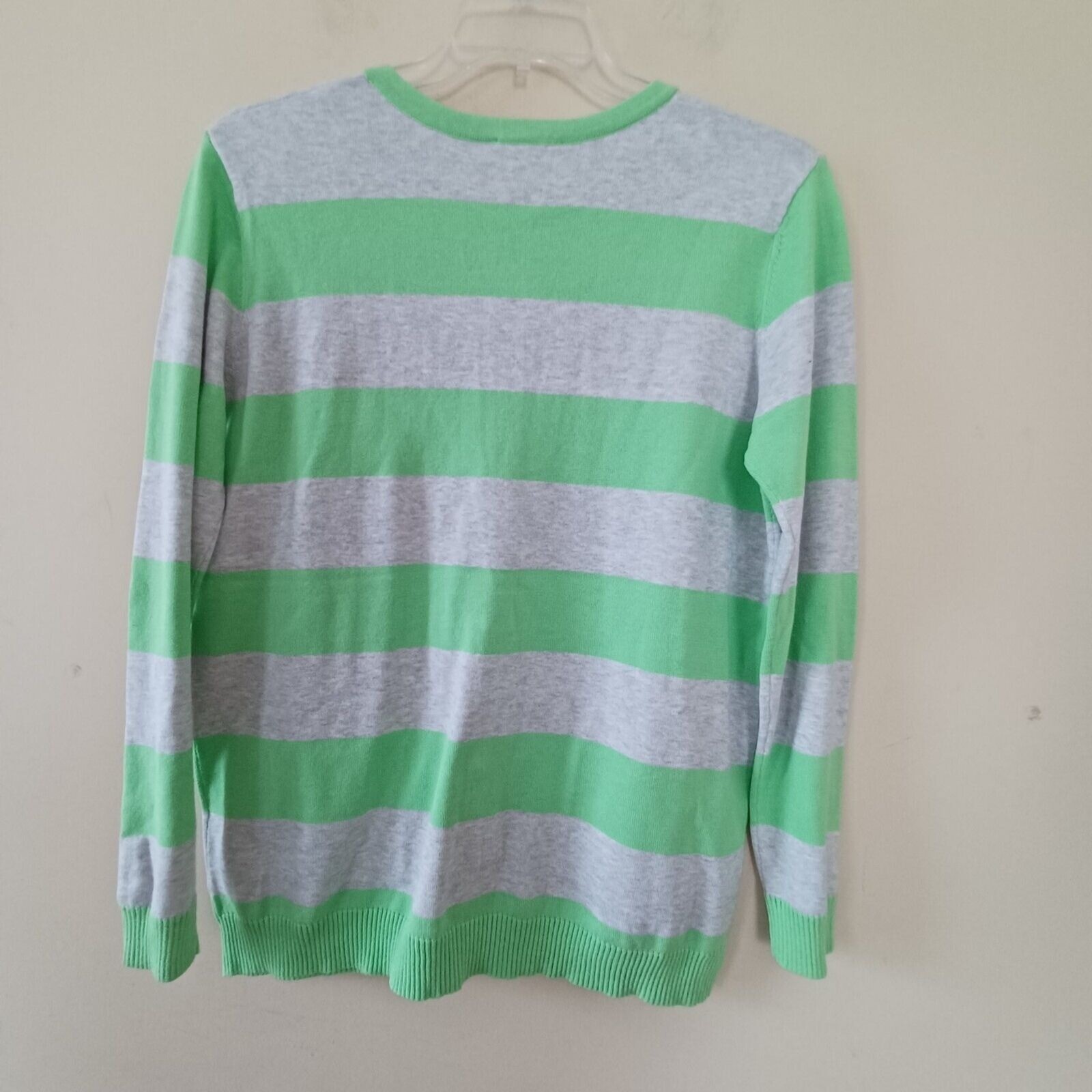 Joan Vass Cardigan Sz 2 / Lg Preppy Coastal Button Up Casual Office Striped New