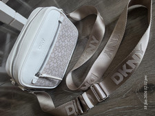 Image of DKNY Beige Logo Small Crossbody Bag Zip, Adjustable Strap,brand new with tag