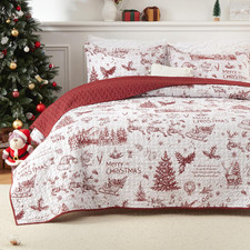 King Size Christmas Quilt Set - Soft  Breathable Holiday Bedding 106"x96" 
