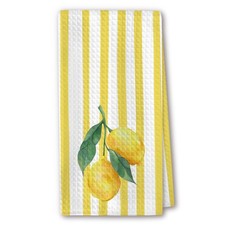 Yellow Cute Kitchen Towels Lemon Branch 16x24 Inch Stripes Polyester Decor