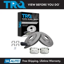 TRQ Front Brake Calipers Ceramic Pads Rotors for 08-10 QX56 08-11 Armada Titan