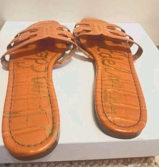 Sandalias Sam Edelman "Bay" Cuero Naranja Icónicas "Doble E" Talla 8/38 Ret. $120 Foto 3 de 4