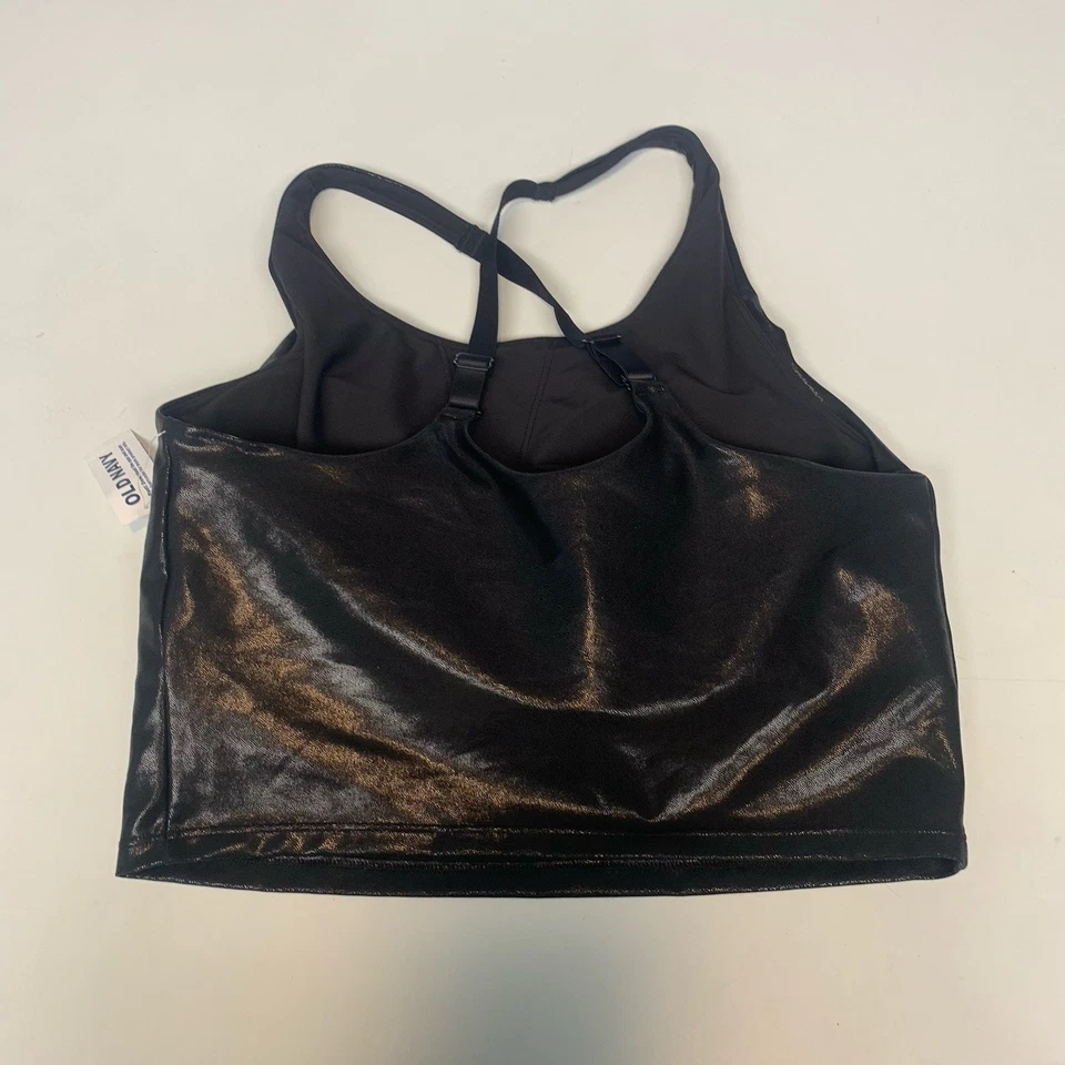 Sujetador corto Old Navy Active para mujer grande Powersoft Light Supper incorporado negro Foto 2 de 4