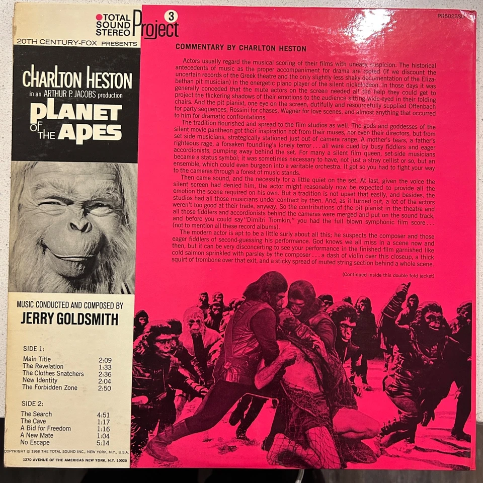 Jerry Goldsmith - Planet Of The Apes OST LP - Project 3 [PR 5023 SD] 1968 EX/EX - Image 2 of 4