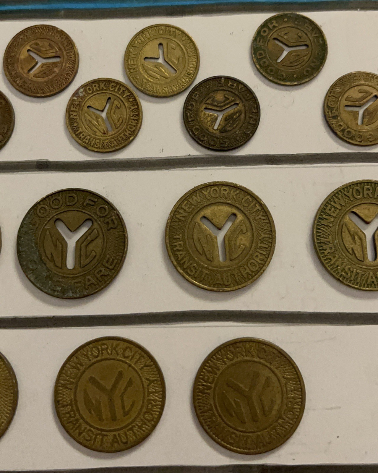 Lot of 40 Vintage New York City Transit Authority Subway Tokens