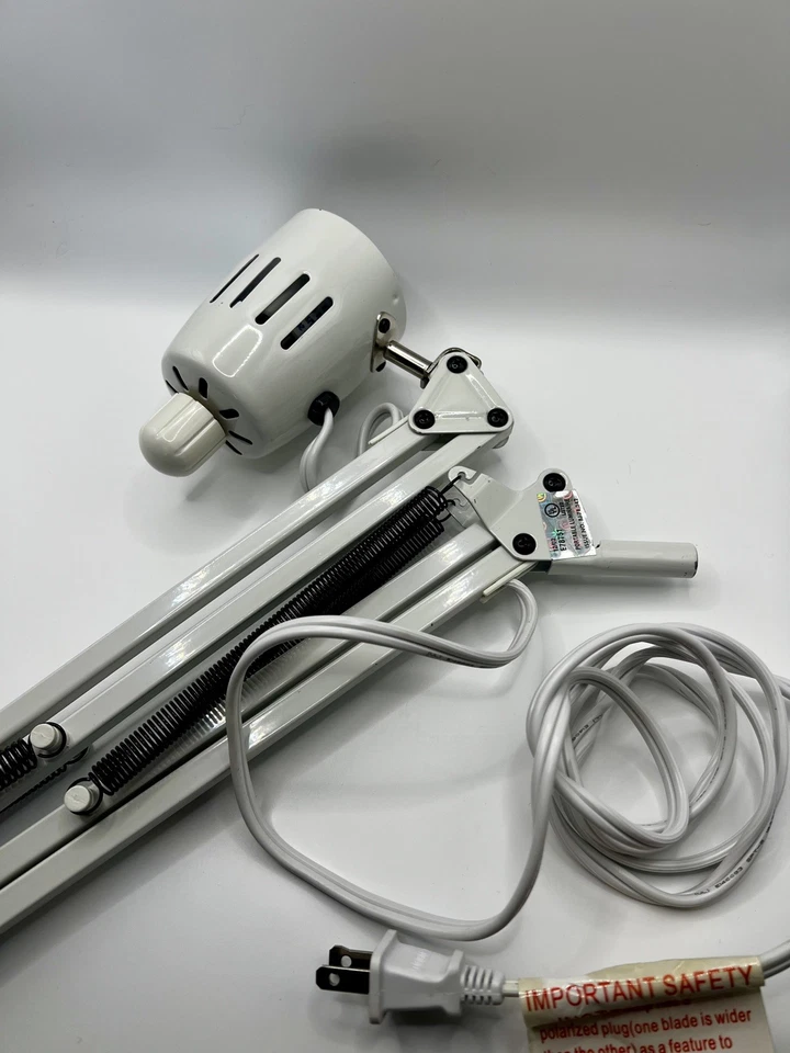 Vintage Lite Source LS-105WHT Swing Adjustable Arm Clamp On Lamp Desk White  - Image 2 of 4
