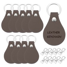 10Pcs Leather Keychain Blanks 22mm ID x 28mm OD Round Shaped,Dark Brown