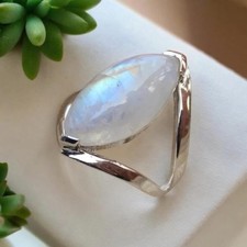 Moonstone Solid 925 Sterling Silver Statement Handmade Women Ring All Size M1574
