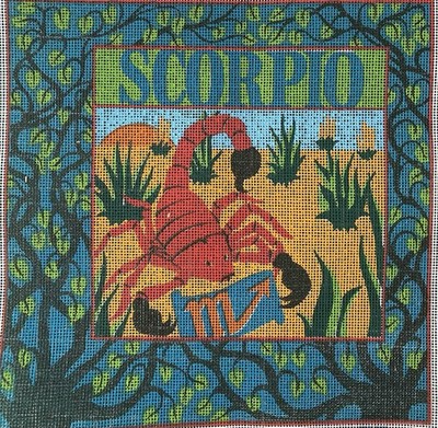 Skorpion Horoskop Wandteppich - Sticken - Handarbeit - Leinwand - Stella Levy #2