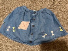 MATILDA JANE Fly A Kite Blue Skirt Buttons Pockets Size 4 Lined