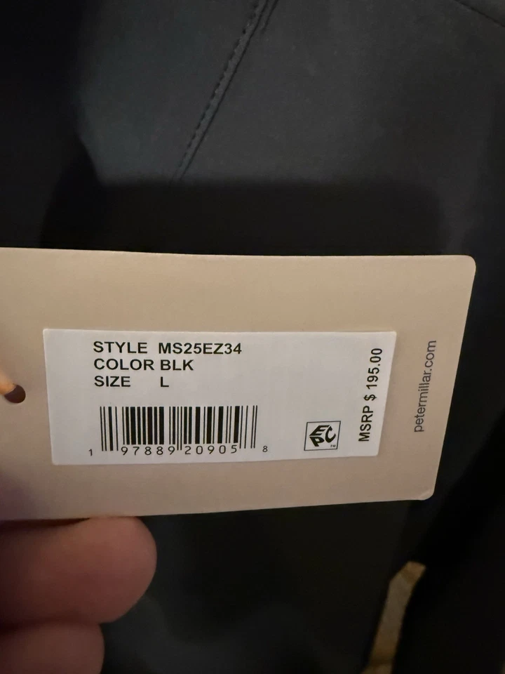 New Mens Peter Millar Dunes Half Zip Jacket Men's Large Black MS25EZ34 - Image 2 of 4