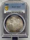 1885-p MORGAN SILVER DOLLAR, PCGS MS67. EXTREMELY CLEAN, VIRTUALLY NO BAG MARKS.