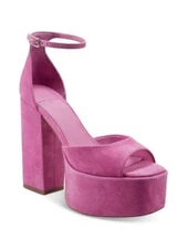 MARC FISHER LTD Womens Pink 2" Platform Mldella Leather Heeled Sandal 9 M