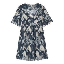 NEW BA&SH Aelda Mini Dress Abstract Print Gray Black Women Size M