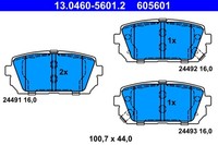 ATE Bremsbelagsatz Scheibenbremse 13.0460-5601.2 FüR KIA Carens UN 3 Crdi 110