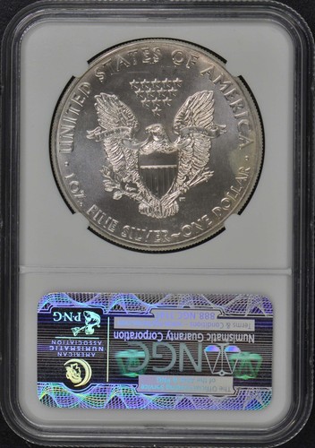 2012 $1 Silver Eagle Mint Error Obverse Struck Thru NGC MS68 - Picture 2 of 4