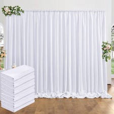 50 ft x 10 ft Thick White Backdrop Curtain for Wedding Parties, 10 Panels Whi...