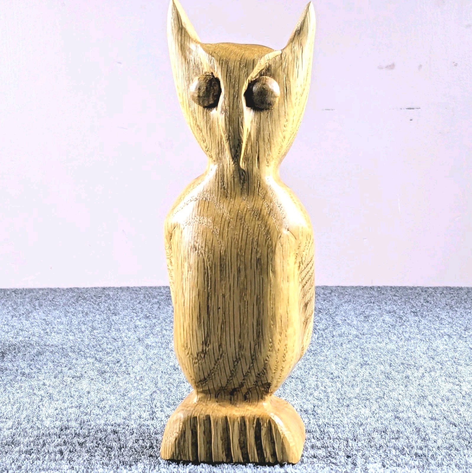 Vintage Hand Carved Wooden Owl Figurine Valentines Heart Folk Art 8”