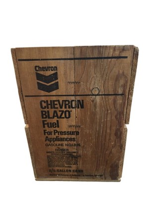 Vintage Chevron Blazo Fuel Crate Wooden Box Rustic Storage Cabin Decor Mid Centu