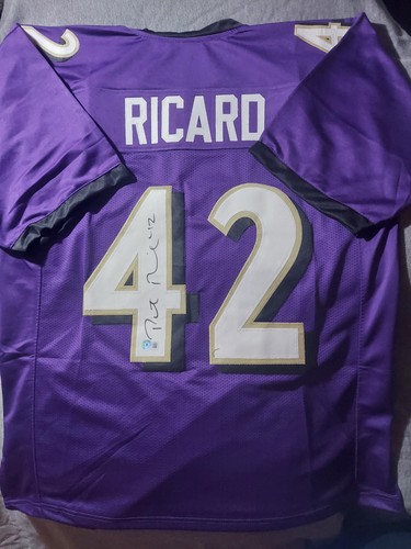 Ravens Pat Ricard Beckett Authenticated Auto Custom Purple Jersey