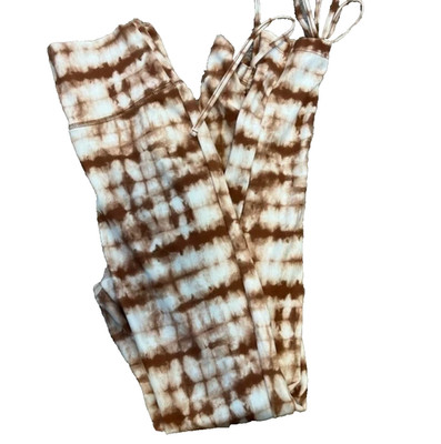 Tiger Mist On Beat Tights Women Small Brown Beige Tie Dye String Ties Hem Active