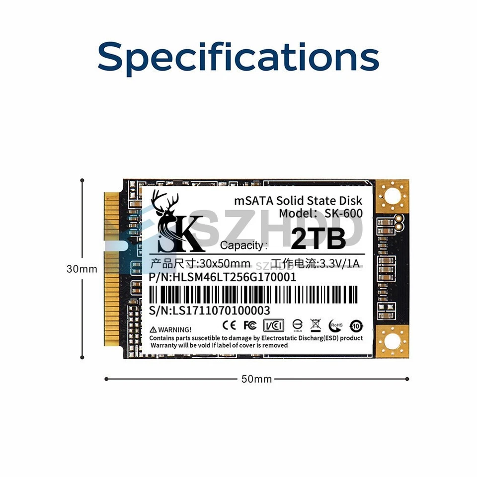 NEW 2TB Internal SSD mSATA For Intel Samsung Dell HP Lenovo Acer Laptop Mini PC - Image 2 of 4