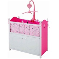 Baby Holz Puppenbett Mit Unterschrank PuppenmöBel Weiß Decke Kissen Spieluhr