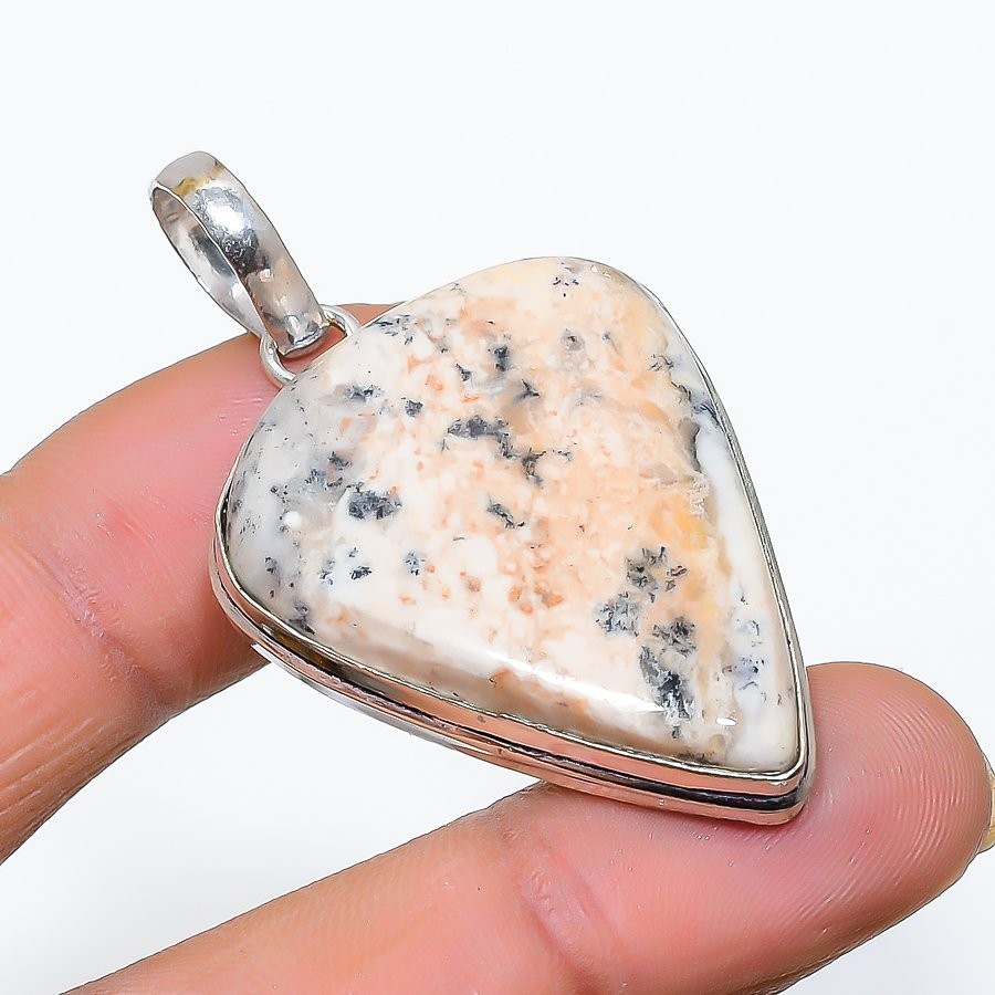 Dendrite Opal Gemstone Handmade 925 Sterling Silver Jewelry Pendant 2.09