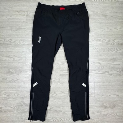 Swix Women's Pants XC Ski Training Black Large Reflective Ankle Zip Softshell