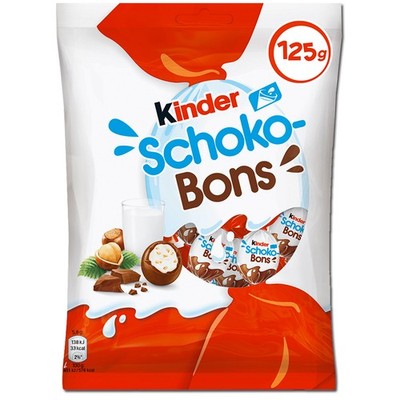 (20,40 /1kg) Ferrero Kinder Schoko-Bons, Schokoladenbonbon, 125g Beutel