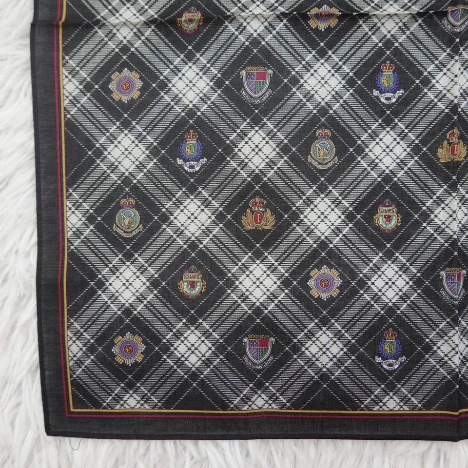 Mini Bufanda Cuadrada de Bolsillo CHAPS RALPH LAUREN Paisley Algodón Negro 18" X 18" Q50 Foto 4 de 4