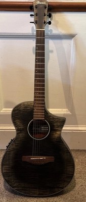 Ibanez Thinline Acoustic/Electric Guitar - Black/Gold W/New ChromaCast Case
