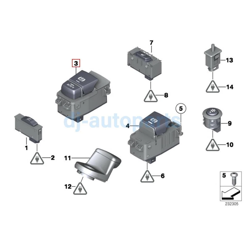 Interruptor de botón de freno de estacionamiento P 9355233 para BMW Serie 5 6 F10 F11 F18 F06 X3 X4 Foto 2 de 4