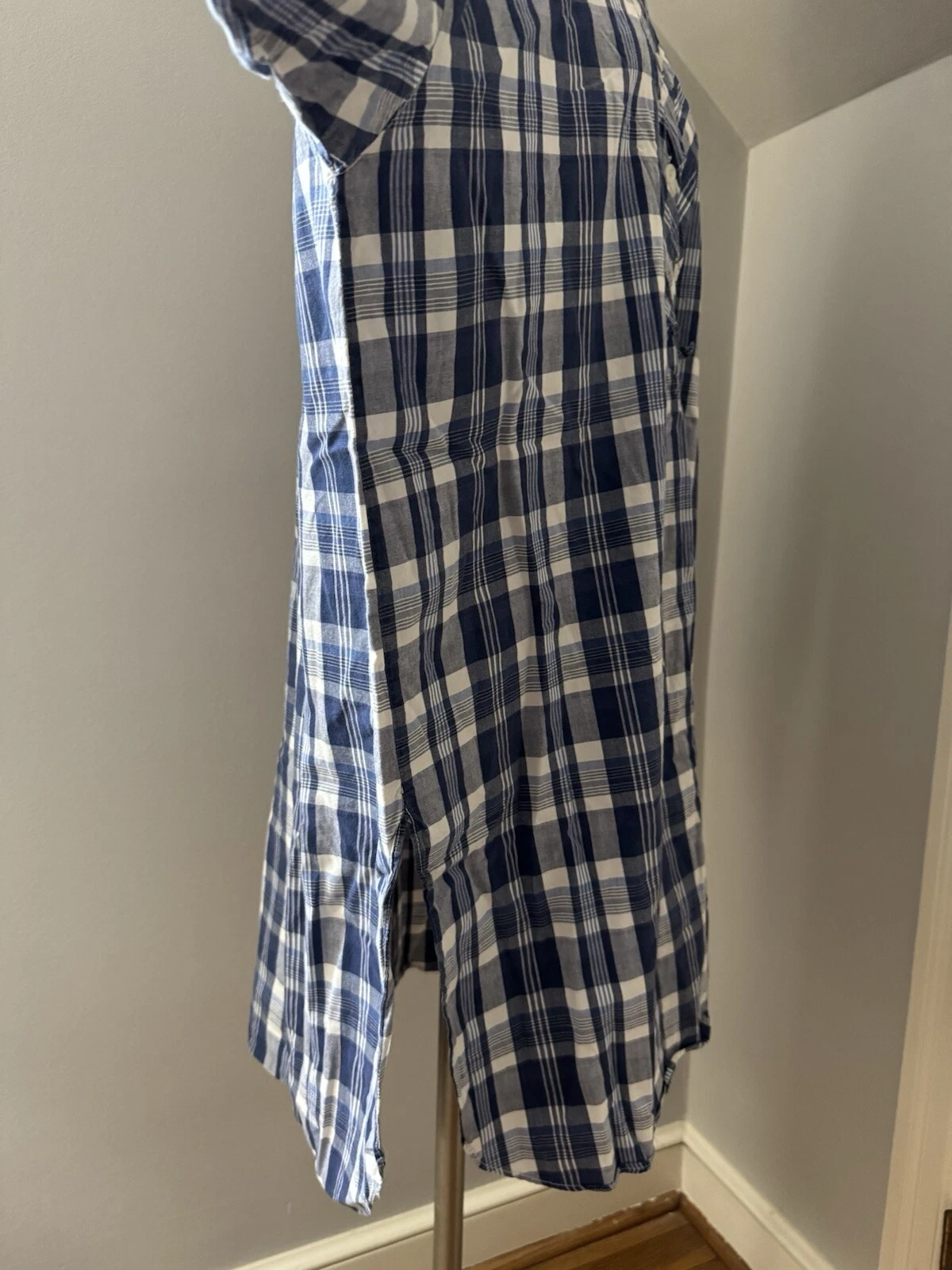 UNDERCOVER Camicia da notte donna Victoria’s Secret vintage etichetta oro blu a quadri camicia abito L