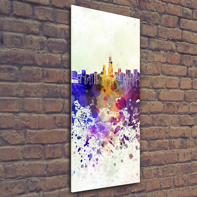 Wand-Bild Kunstdruck aus Acryl-Glas Hochformat 50x125 Buntes Chicago