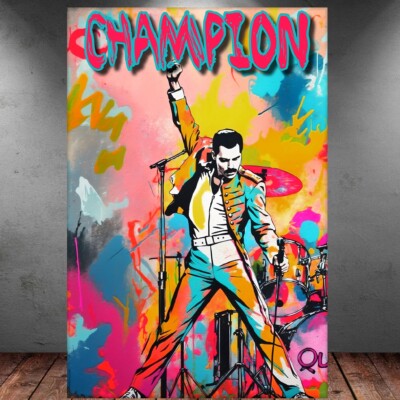 LEINWAND BILD ER XXL ABSTRAKT POP ART CHAMPION GRAFFITI BUNT  WAND POSTER P334