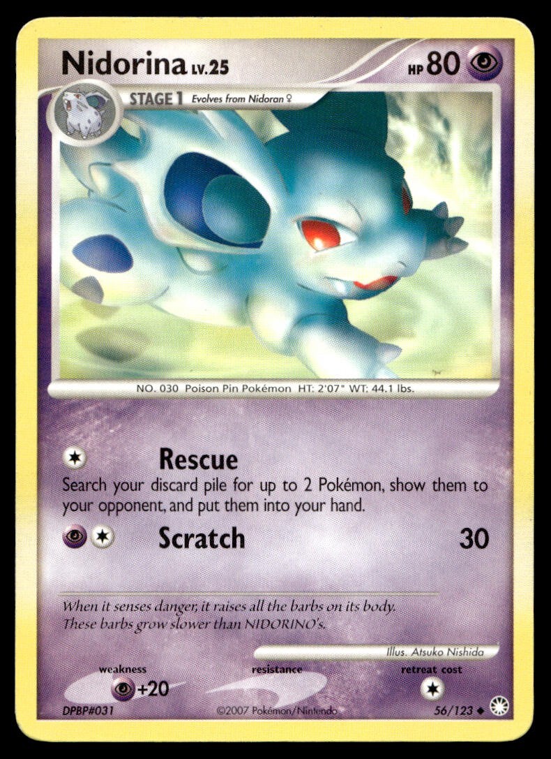 Nidorina 56/123 Pokemon Card Mysterious Treasures Uncommon 80 HP LP BT