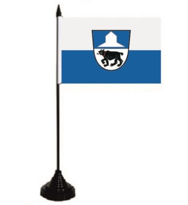 Tischflagge Furth Im Wald – 10x15 Cm, Polyester, Mit Schwarzem Kunststoff-Sockel, Ca. 30 Cm Hoch