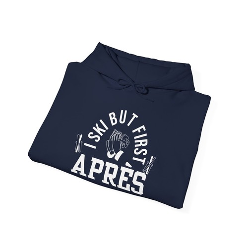 Funny Apres-Ski Beer Hoodie, Happy Hour Ski Hooded Sweatshirt, Cozy Skier Gift - Picture 30 of 38