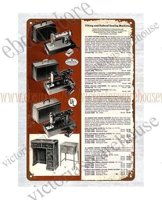 1956 Viking Federal Electric Sew Sewing Machine Zig Zag Portable metal tin sign