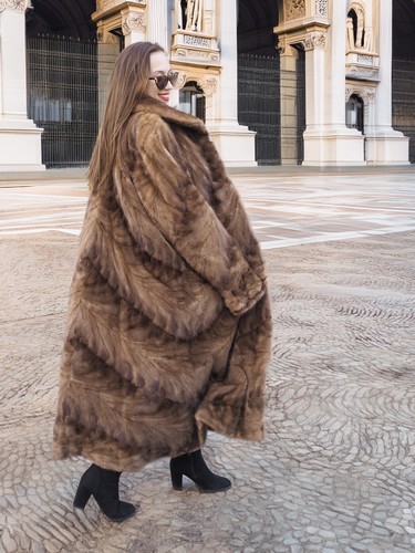 Espresso Mist – Mink Section Coat with Regal Swing 50" Long Fast Shipping - Picture 15 of 24