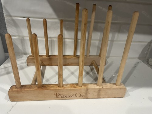 PAMPERED CHEF STONEWARE STORAGE RACK WOODEN #2141 USA used | eBay