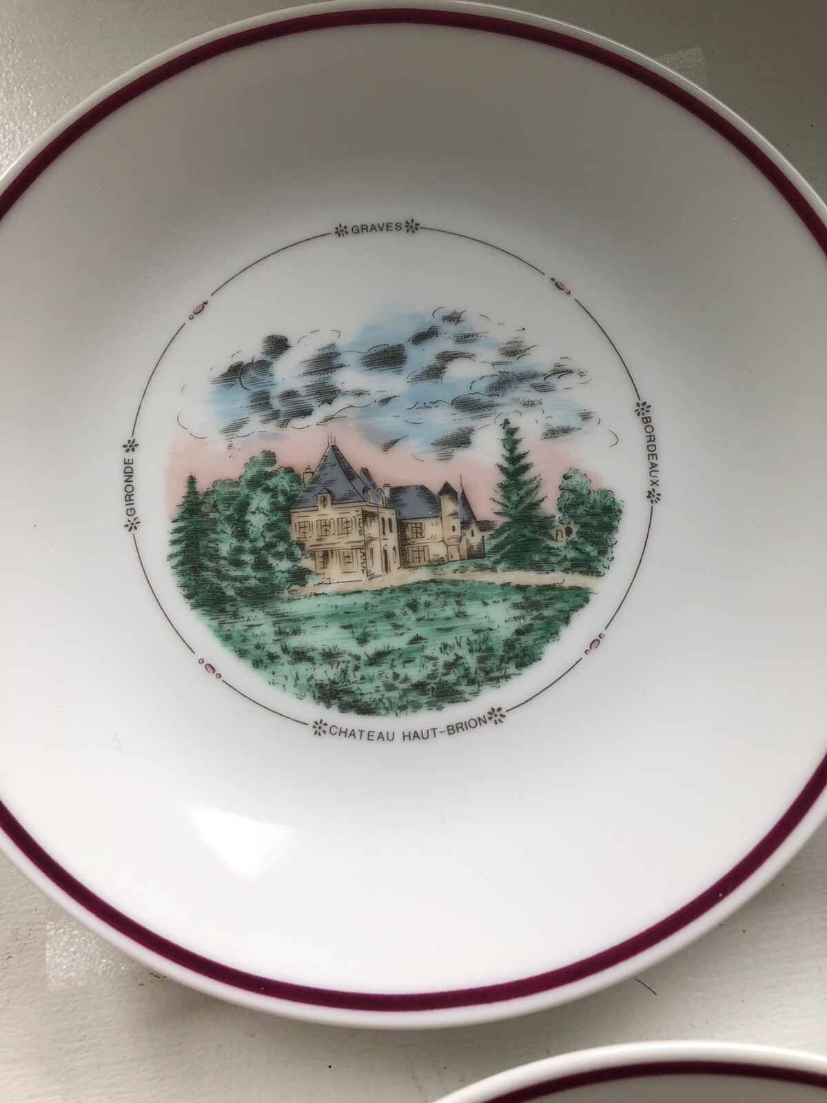 Set of 6 Limoges Scenic Plates Chateau Bordeaux Couleur Philippe Deshoulieres