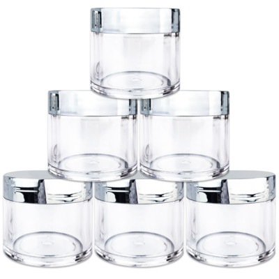 Beauticom  (6 PCS) 30G/30ML High Quality Clear Plastic Jars with Silver Lids